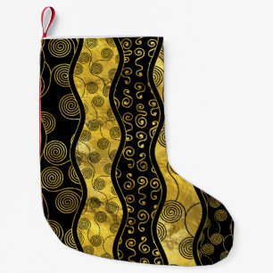 Luxury  Black and Gold African Pattern Small Christmas Stocking