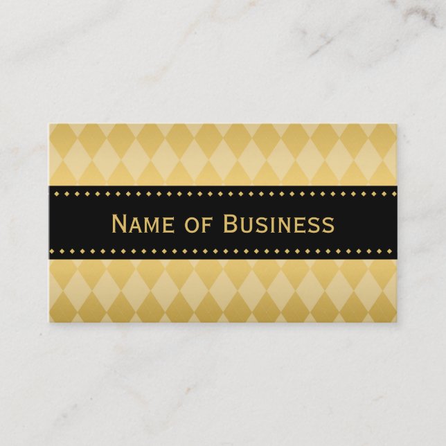 Luxury Black and Gold Argyle Pattern Business Card (Front)