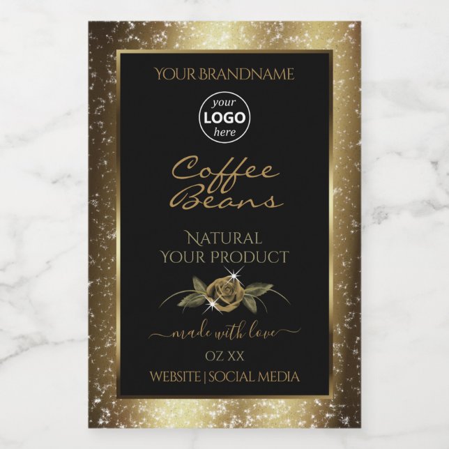 Luxury Black and Gold Brown Product Labels Logo (Single Label)
