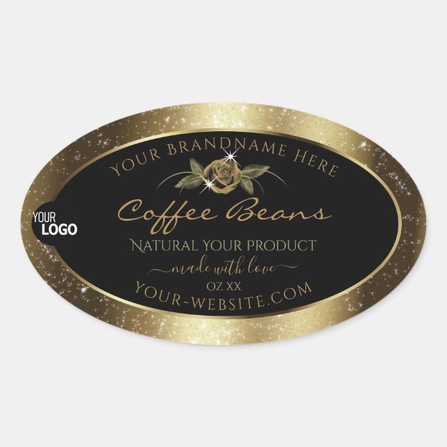 Luxury Black and Gold Brown Product Labels Logo (Front)