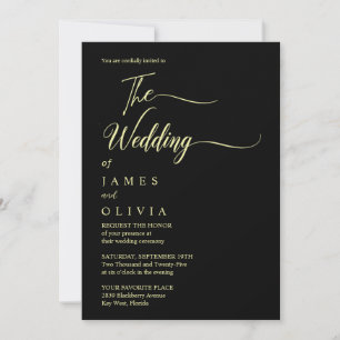 Luxury Black and Gold Calligraphy Wedding Invitation