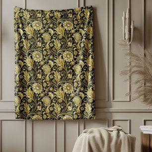 Luxury Black and Gold Damask Cosy Sofa Blanket