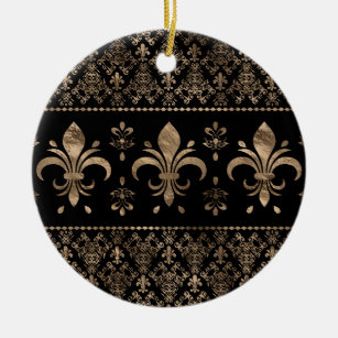 Luxury black and gold Fleur-de-lis ornament