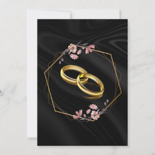 Luxury Black and Gold Floral Wedding Invitation