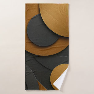 Luxury Black and Gold Geometric Abstract Design Bath Towel