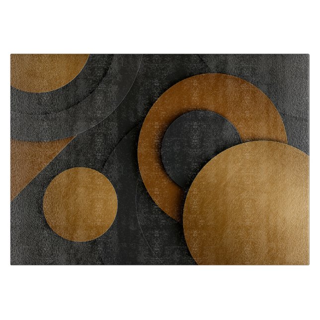 Luxury Black and Gold Geometric Abstract Design Cutting Board (Front)