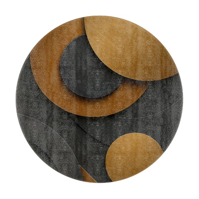 Luxury Black and Gold Geometric Abstract Design Cutting Board (Front)