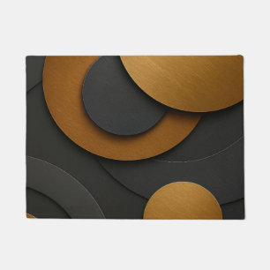 Luxury Black and Gold Geometric Abstract Design Doormat