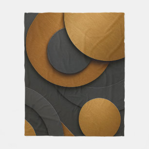 Luxury Black and Gold Geometric Abstract Design Fleece Blanket