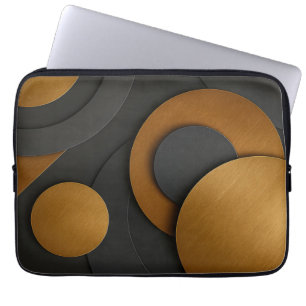 Luxury Black and Gold Geometric Abstract Design Laptop Sleeve