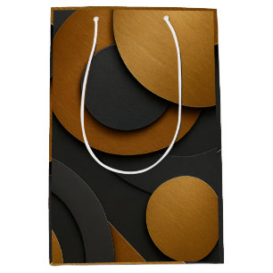 Luxury Black and Gold Geometric Abstract Design Medium Gift Bag