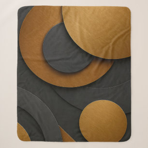 Luxury Black and Gold Geometric Abstract Design Sherpa Blanket