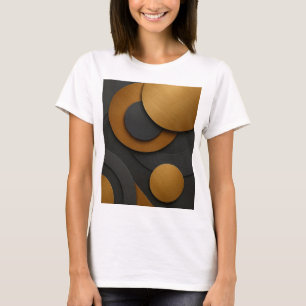 Luxury Black and Gold Geometric Abstract Design T-Shirt