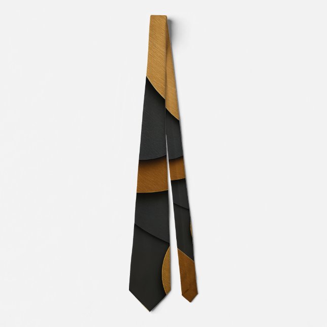 Luxury Black and Gold Geometric Abstract Design Tie (Front)