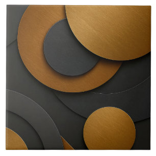 Luxury Black and Gold Geometric Abstract Design Tile