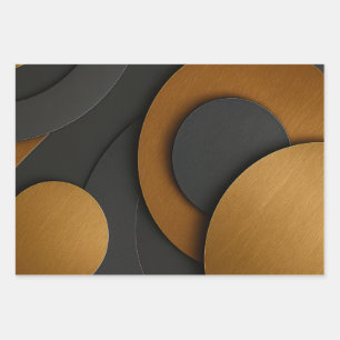 Luxury Black and Gold Geometric Abstract Design Wrapping Paper Sheet
