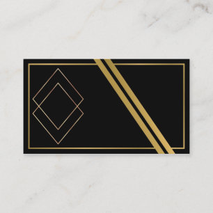 Luxury Black and Gold Geometric Art Deco Business Card