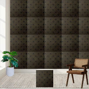 Luxury Black and Gold Geometric Rhombus Tile