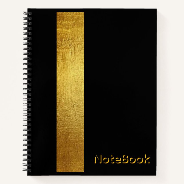 Luxury Black and Gold Glitter Notebook (Front)
