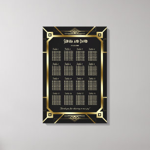 Luxury Black and Gold Great Gatsby Seating Chart Canvas Print