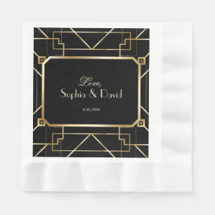 Luxury Black and Gold Great Gatsby Wedding Napkin