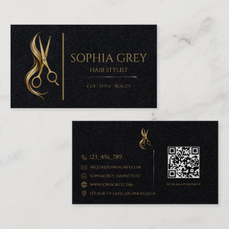 Luxury Black And Gold Hair Stylist Business Card