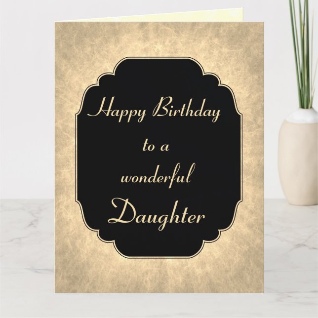 Luxury black and gold Happy Birthday Daughter Card (Front)