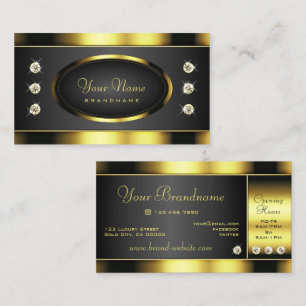 Luxury Black and Gold Luminous Faux Rhinestones Business Card