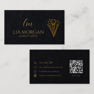Luxury Black And Gold Makeup Artist Business Card