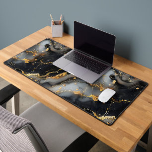 Luxury black and gold marble background desk mat