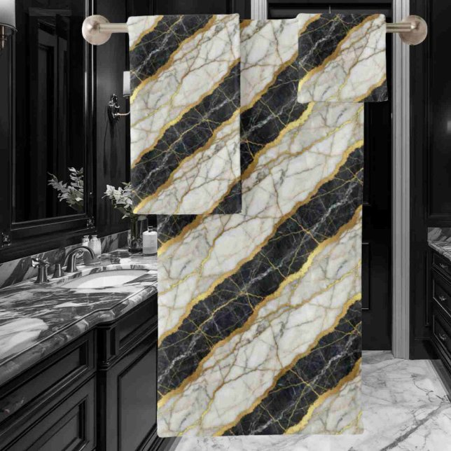 Luxury Black and Gold Marble Bath Towel Set (Creator Uploaded)