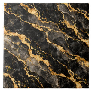 Luxury Black and Gold Marble Ceramic Tile