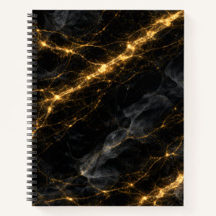 Luxury Black and Gold Marble Spiral Notebook