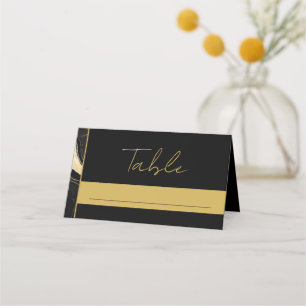 Luxury Black and Gold Marble Wedding Place Card