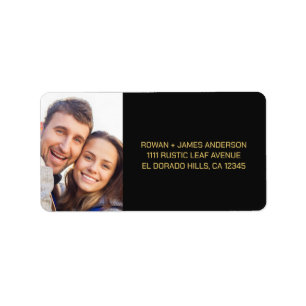 Luxury Black and Gold Monogram Wedding Address Lab Label