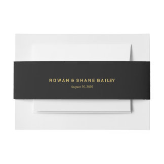 Luxury Black and Gold Monogram Wedding Belly Band Invitation Belly Band