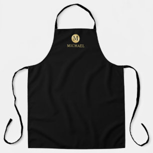 Luxury Black and Gold Personalised Monogram Apron