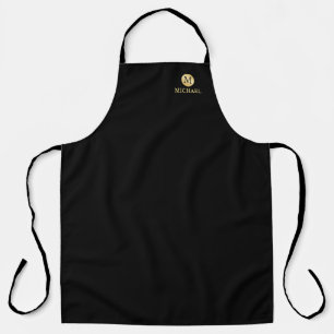 Luxury Black and Gold Personalised Monogram Apron