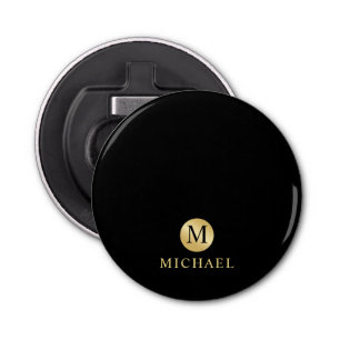 Luxury Black and Gold Personalised Monogram Bottle Opener
