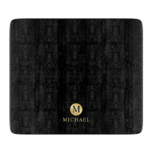 Luxury Black and Gold Personalised Monogram Cutting Board