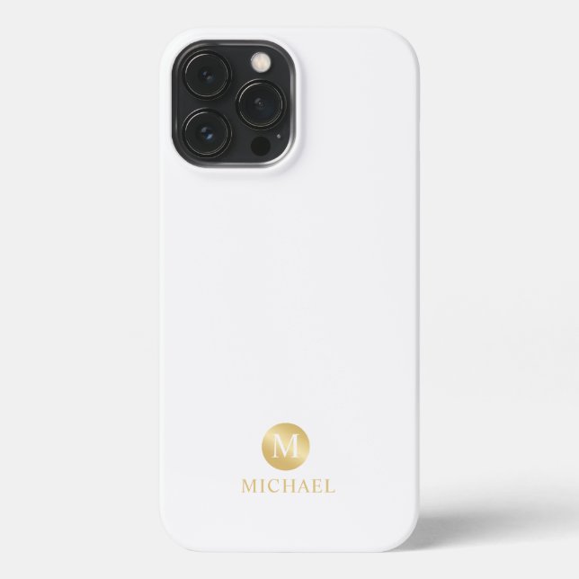 Luxury Black and Gold Personalised Monogram iPhone Case (Back)