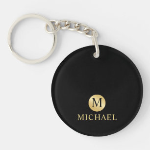 Luxury Black and Gold Personalised Monogram Key Ring