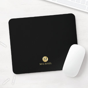 Luxury Black and Gold Personalised Monogram Mouse Mat