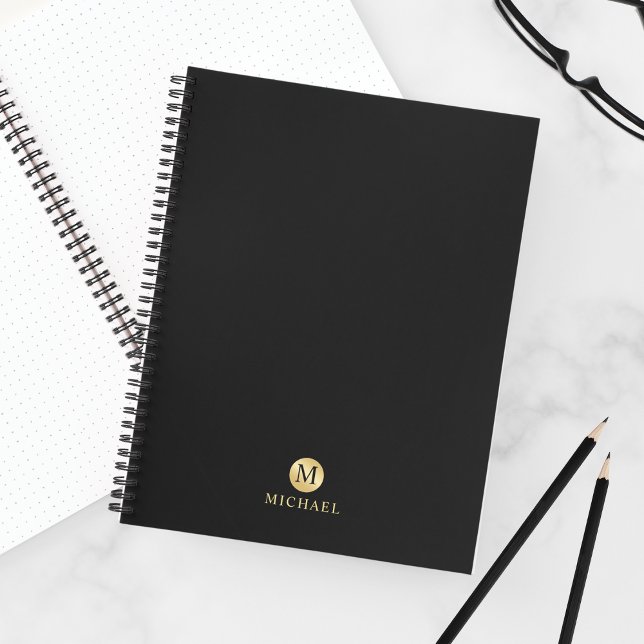 Luxury Black and Gold Personalised Monogram Notebook (Creator Uploaded)