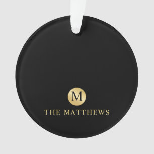 Luxury Black and Gold Personalised Monogram Ornament