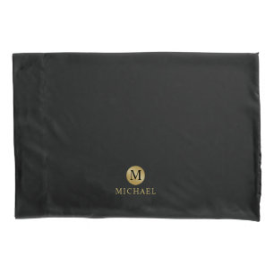 Luxury Black and Gold Personalised Monogram Pillowcase