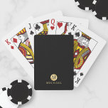Luxury Black and Gold Personalised Monogram Playing Cards<br><div class="desc">Luxury Black and Gold Personalised Monogram and Name Design featuring black monogram in gold circle element with name in gold professional font style on black background. Perfect as father's day gifts for dad, gifts for grandfather, husband, groomsman and more. Please Note : The foil details are simulated in the artwork....</div>