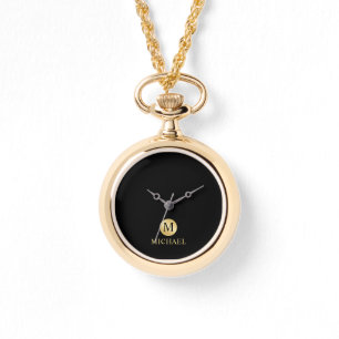 Luxury Black and Gold Personalised Monogram Watch