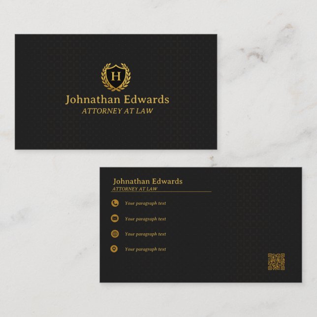 Luxury Black and Gold Professional | Elegant  Business Card (Front/Back)