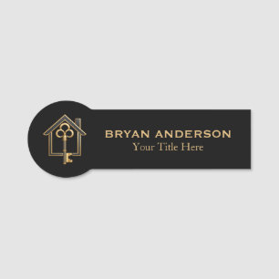 Luxury Black and Gold Realtor Name Tag